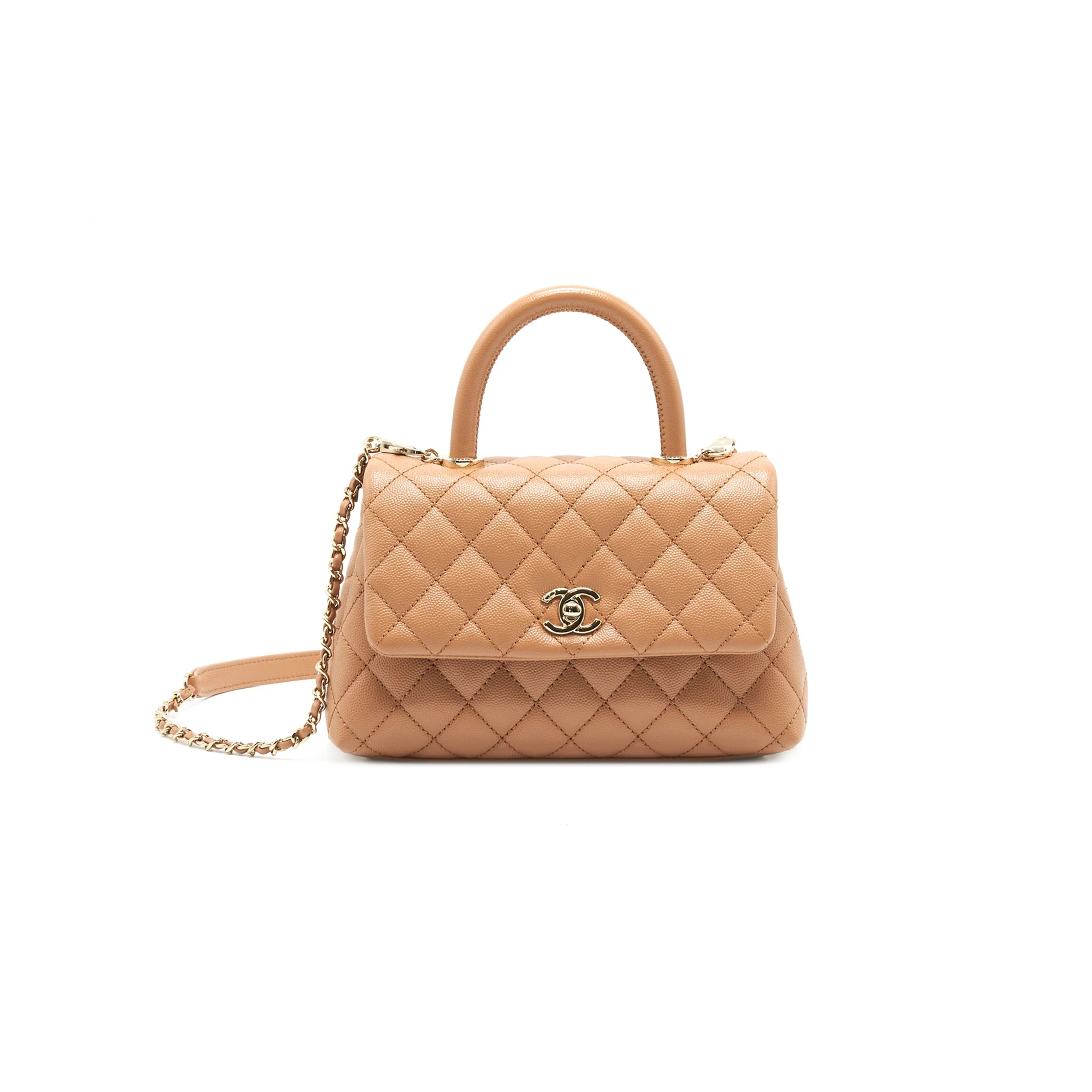 CHANEL MASTER CAVIAR QUILTED MINI COCO HANDLE FLAP BAG A92990 (23*15*9cm)